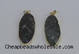 NGP3969 22*45mm - 25*50mm oval druzy agate pendants wholesale