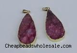 NGP3975 20*40mm - 25*50mm flat teardrop druzy agate pendants