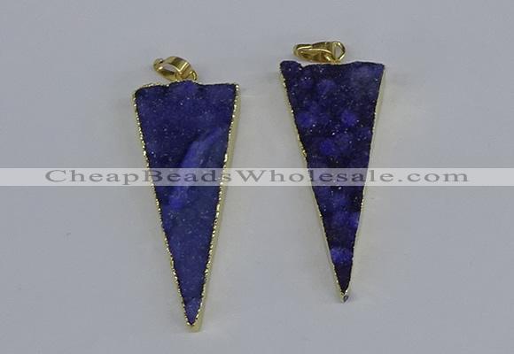 NGP3984 20*48mm - 25*50mm triangle druzy agate pendants wholesale