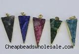 NGP3990 20*48mm - 25*50mm triangle druzy agate pendants wholesale