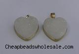 NGP4021 20*20mm heart druzy quartz gemstone pendants