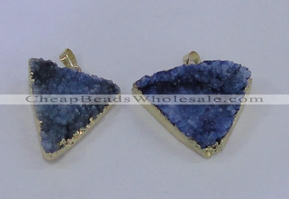 NGP4052 25*30mm – 30*35mm triangle druzy quartz pendants