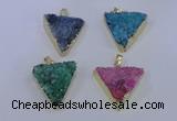 NGP4055 25*30mm – 30*35mm triangle druzy quartz pendants