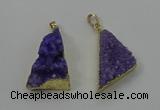 NGP4102 22*35mm - 24*40mm triangle druzy quartz pendants wholesale