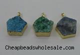 NGP4119 28*28mm - 30*30mm pentagon druzy quartz pendants wholesale