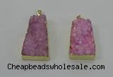 NGP4124 22*35mm - 24*40mm trapezoid druzy quartz pendants wholesale