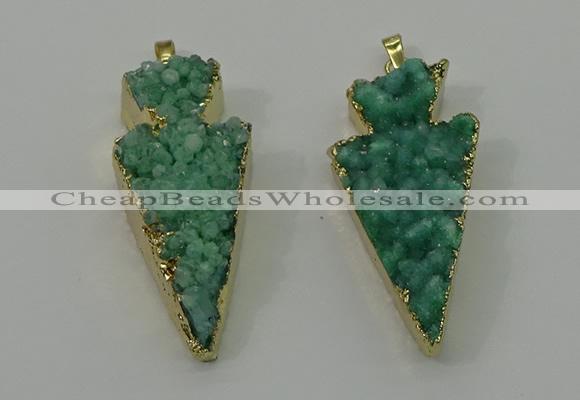 NGP4158 20*45mm - 22*48mm arrowhead druzy quartz pendants