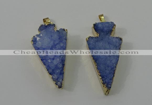 NGP4159 20*45mm - 22*48mm arrowhead druzy quartz pendants