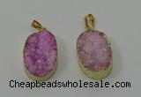 NGP4186 18*25mm - 18*28mm oval druzy quartz pendants wholesale