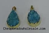 NGP4196 18*25mm - 18*28mm flat teardrop druzy quartz pendants