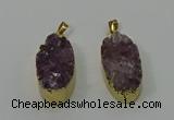 NGP4242 18*35mm oval druzy amethyst pendants wholesale