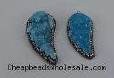 NGP4317 20*40mm - 25*50mm wing-shaped druzy quartz pendants