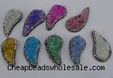 NGP4321 20*40mm - 25*50mm wing-shaped druzy quartz pendants