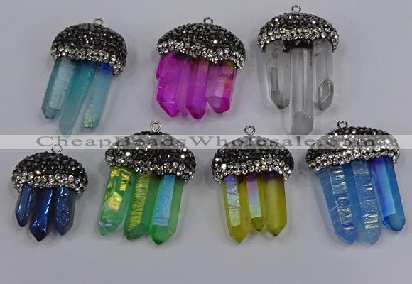 NGP4341 22*30mm - 25*35mm sticks white crystal pendants