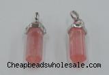 NGP5003 8*30mm sticks cherry quartz gemstone pendants wholesale