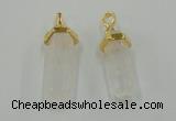 NGP5026 8*30mm sticks white crystal gemstone pendants wholesale