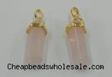 NGP5027 8*30mm sticks rose quartz gemstone pendants wholesale