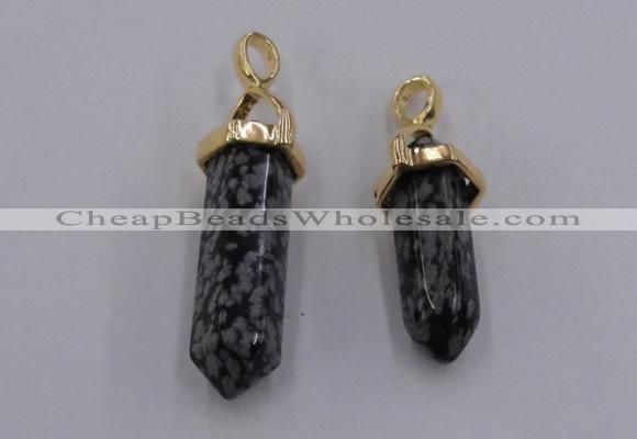 NGP5046 8*30mm sticks snowflake obsidian pendants wholesale