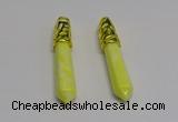 NGP5444 10*65mm sticks lemon jade gemstone pendants wholesale