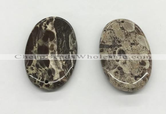 NGP5501 35*55mm oval rainforest agate pendants wholesale