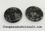 NGP5528 50mm flat round grey opal gemstone pendants