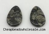 NGP5529 35*55mm flat teardrop grey opal gemstone pendants