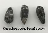 NGP5557 14*40mm - 23*58mm teardrop grey opal pendants