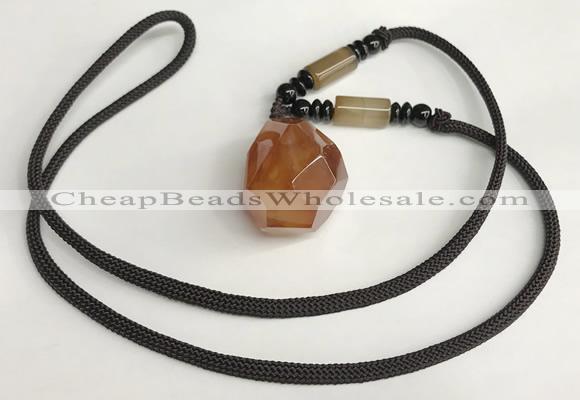 NGP5589 Agate nugget pendant with nylon cord necklace