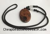 NGP5620 Mahogany obsidian oval pendant with nylon cord necklace