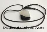 NGP5664 Agate rectangle pendant with nylon cord necklace