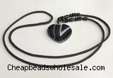 NGP5670 Agate heart pendant with nylon cord necklace