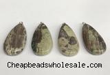 NGP5747 20*40mm flat teardrop rainforest agate pendants