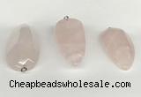 NGP5771 22*48mm - 25*55mm flat teardrop rose quartz pendants