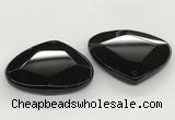 NGP5789 43*53mm faceted flat teardrop black agate pendants