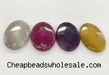 NGP5820 32*50mm faceted oval agate gemstone pendants wholesale