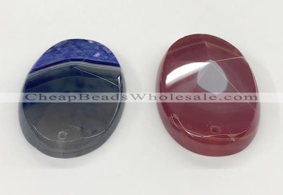 NGP5826 35*55mm faceted oval agate gemstone pendants wholesale