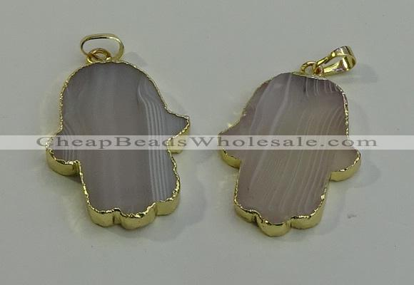 NGP6000 22*40mm - 25*45mm hamsahand agate gemstone pendants