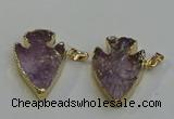 NGP6011 25*30mm - 30*35mm arrowhead amethyst pendants