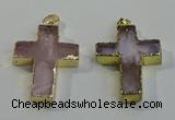 NGP6036 30*40mm - 35*45mm cross rose quartz pendants