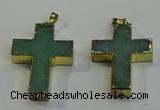 NGP6037 30*40mm - 35*45mm cross green aventurine pendants