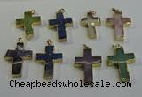 NGP6044 30*40mm - 35*45mm cross mixed gemstone pendants