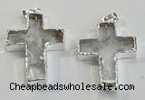 NGP6048 30*40mm - 35*45mm cross white crystal pendants