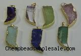 NGP6060 15*40mm - 18*45mm horn mixed gemstone pendants