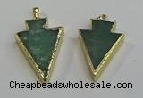 NGP6063 20*40mm - 25*45mm arrowhead green aventurine pendants