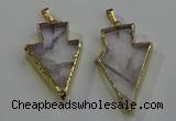 NGP6067 20*40mm - 25*45mm arrowhead white crystal pendants