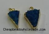 NGP6071 20*25mm - 25*35mm triangle druzy quartz pendants