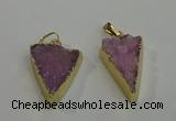 NGP6072 20*25mm - 25*35mm triangle druzy quartz pendants