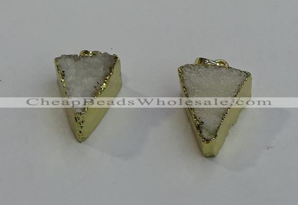 NGP6073 20*25mm - 25*35mm triangle druzy quartz pendants