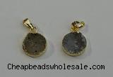 NGP6076 14mm - 15mm flat round druzy agate pendants