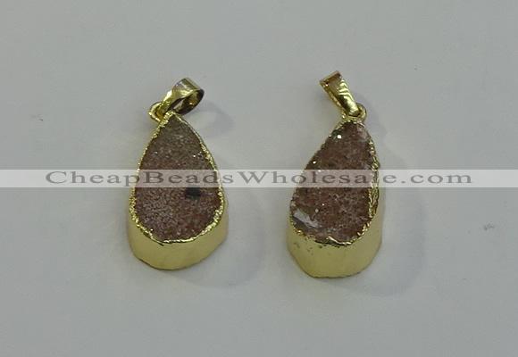 NGP6079 15*25mm – 18*30mm flat teardrop druzy agate pendants